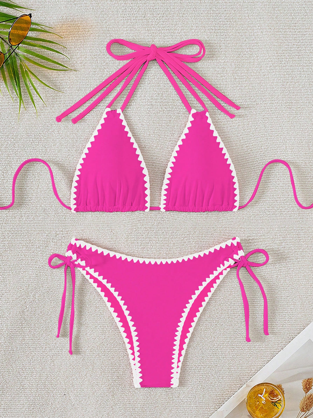 Damen Triangel-Bikini mit verspielten Kontrastnähten EB