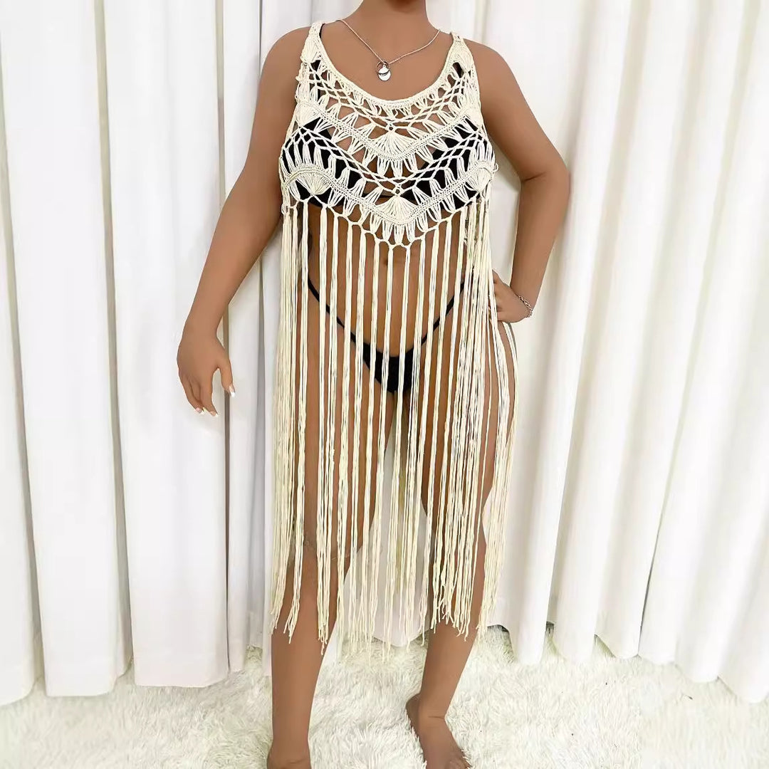 Damen Strandponcho mit Fransen EB