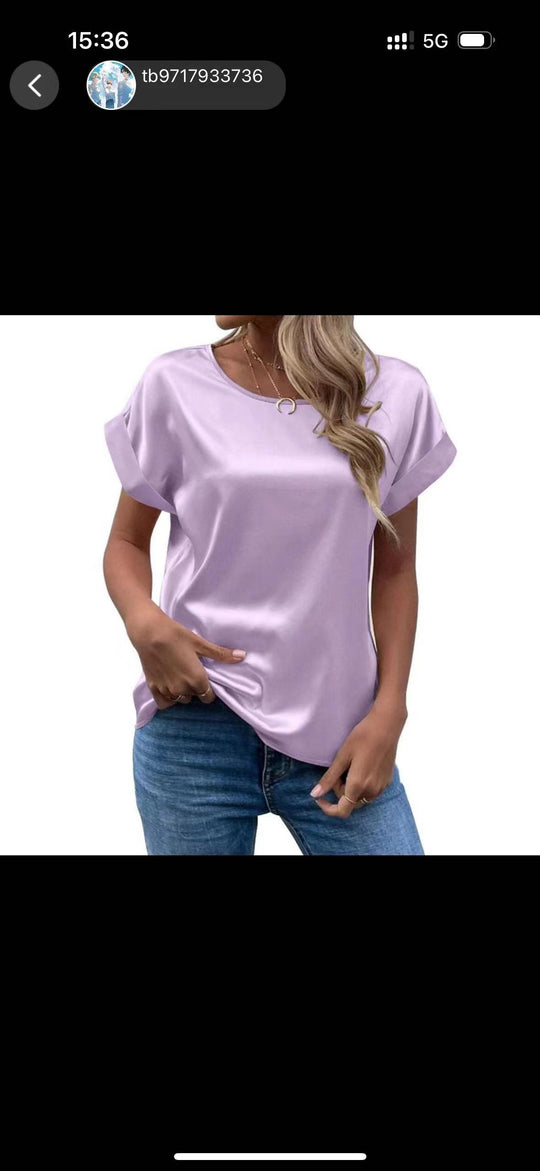 Damen Satin T-Shirt mit elegante Details EB