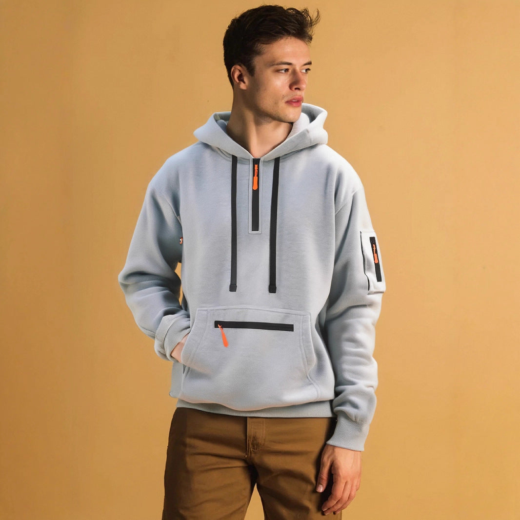 Herren sportlicher Hoodie mit praktischen Taschen und modischem Reißverschluss EB
