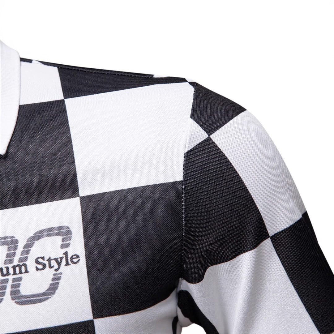 Herren Polo-Shirt mit kariertem Muster und modernem Kragen EB