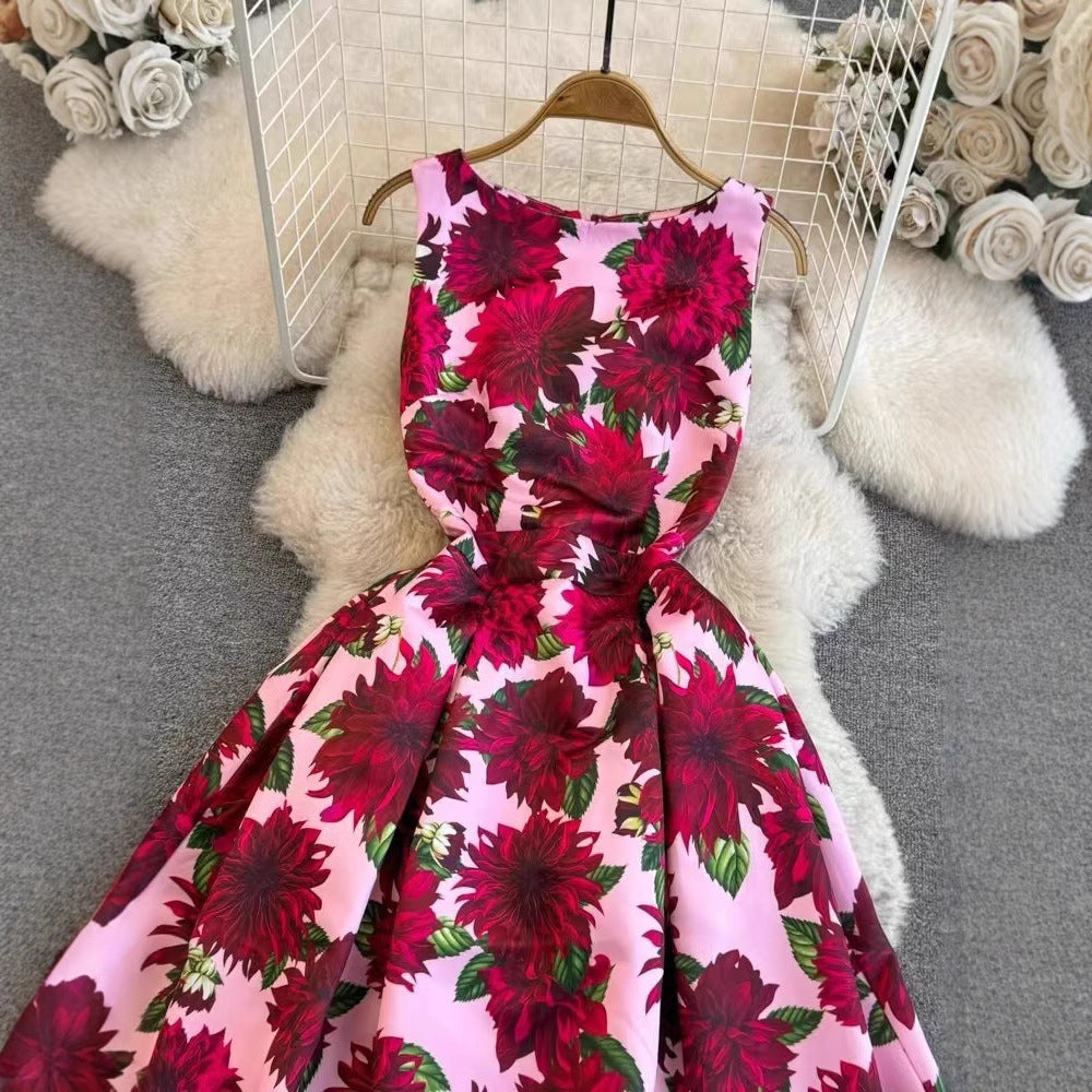 Damen Maxikleid mit floralen Applikationen und tailliertem Schnitt EB