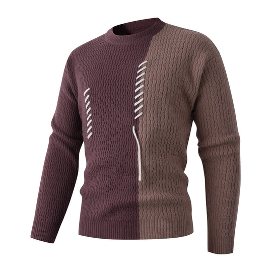 Herren Strickpullover mit modernem Zopfmuster und kontrastierenden Details EB