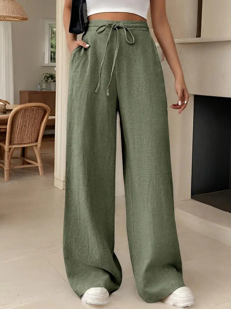 Damen Weite Freizeithose mit Kordelzug EB