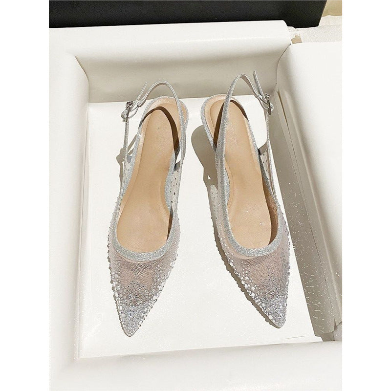 Damen elegante Slingback-Pumps mit funkelndem Netzdesign EB