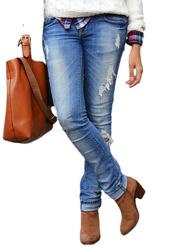Damen Destroyed Jeans im lässigen urbanen Stil mit modischen Rissen und figurbetonendem Schnitt EB