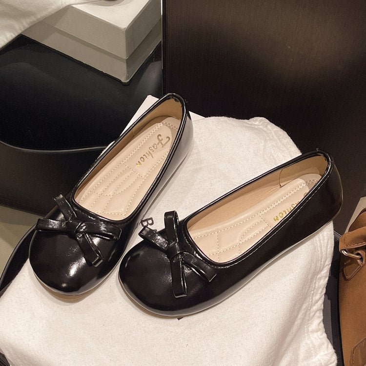 Damen elegante Ballerinas mit zierlichem Schleifenakzent EB