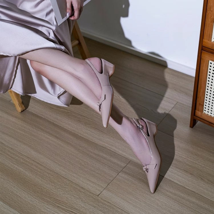 Damen Slingback-Pumps mit verspieltem Schleifendetail und glanzvoller Oberfläche EB