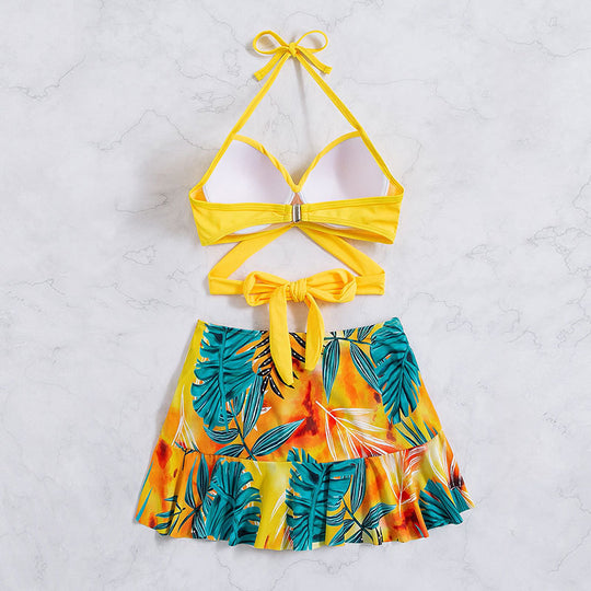 Damen Bikini-Set mit Rüschenrock und verstellbaren Trägern EB