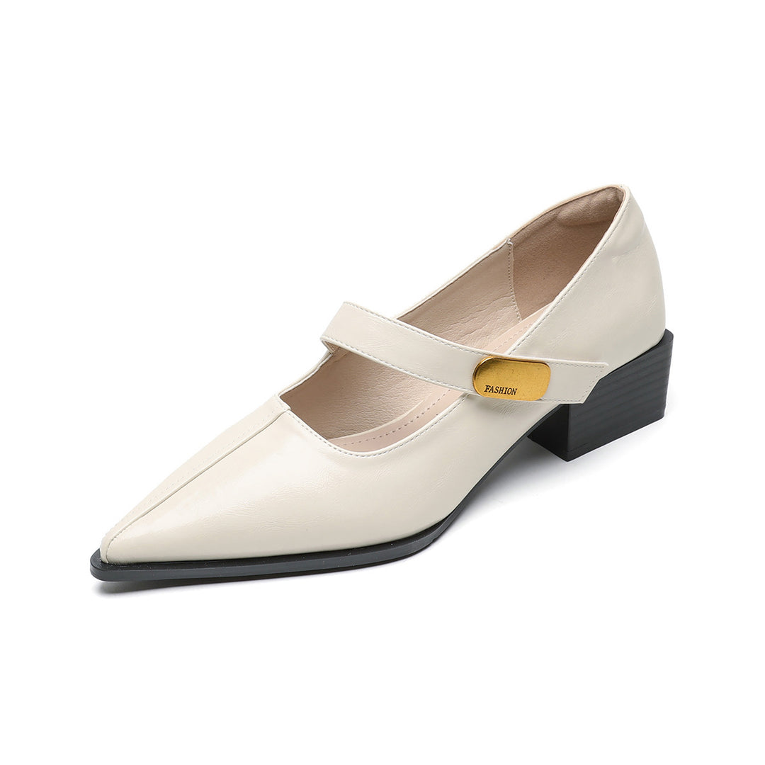Damen elegante Pumps mit schickem Riemendesign und stabiler Blockabsatz EB