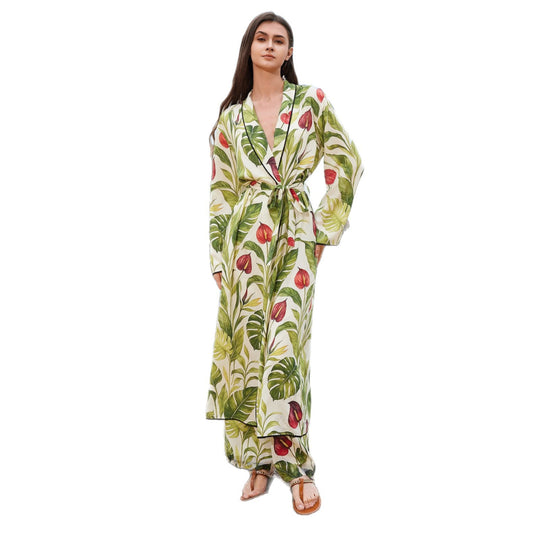 Damen luftiger Kimono mit floralen Mustern EB