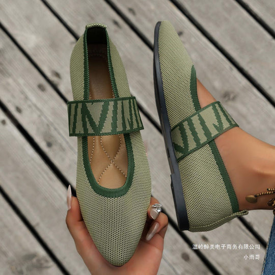 Damen Atmungsaktive Slip-On Ballerinas mit flexiblem Riemen EB
