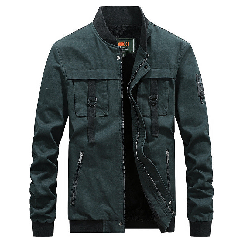 Herren Canvas-Bomberjacke im Fieldstil mit Gurt- und Ringdetails EB