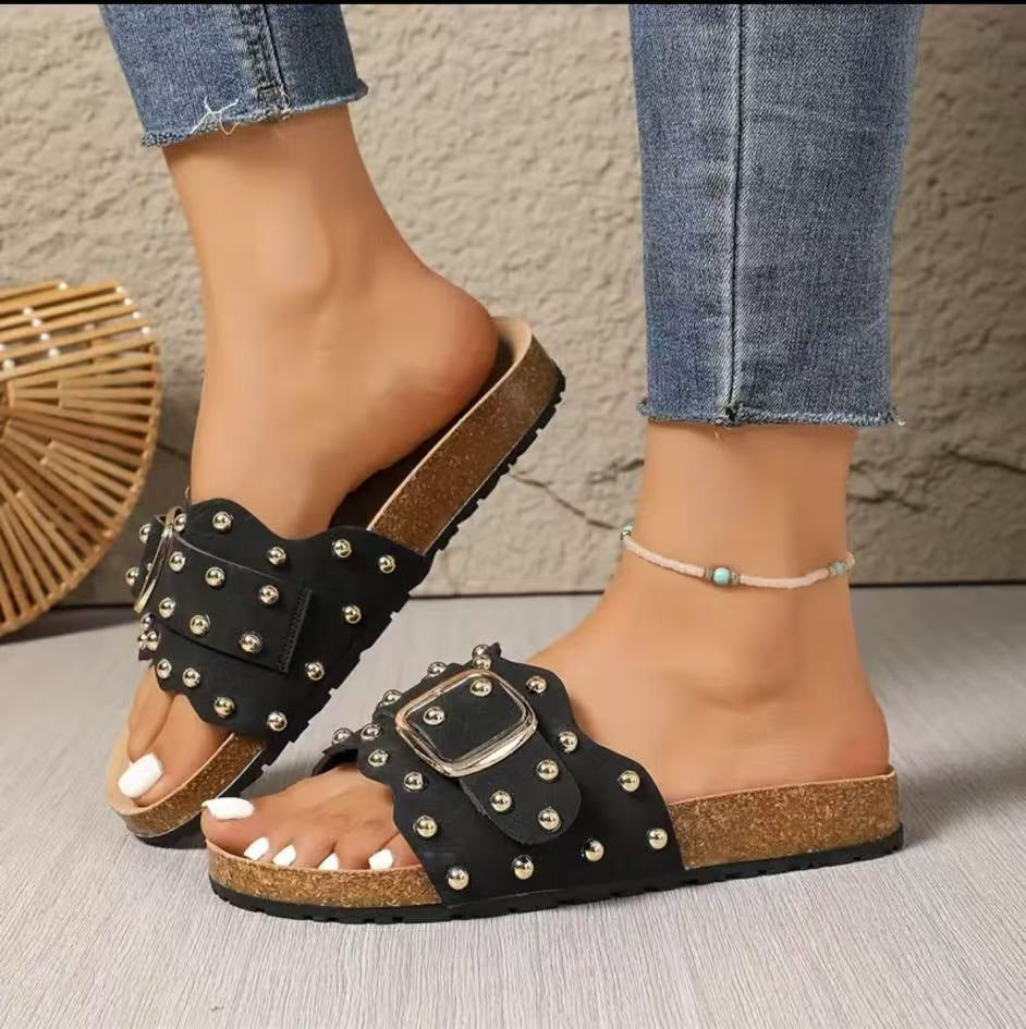 Damen elegante und komfortable Sandalen mit dekorativem Riemendesign EB