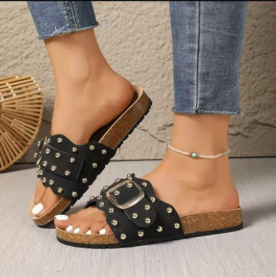 Damen elegante und komfortable Sandalen mit dekorativem Riemendesign EB
