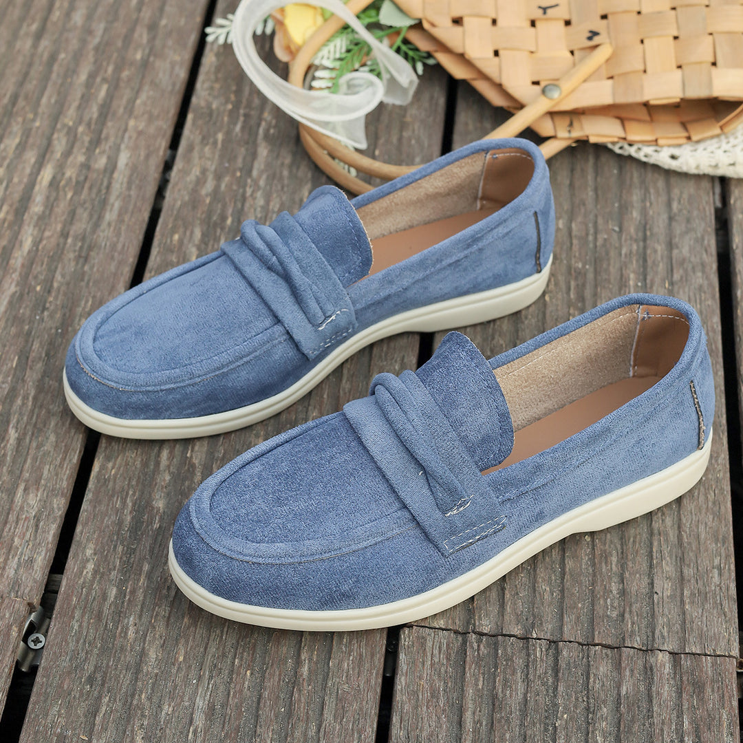 Damen nan elegante Wildlederoptik-Loafer mit gepolstertem Komfortfußbett EB