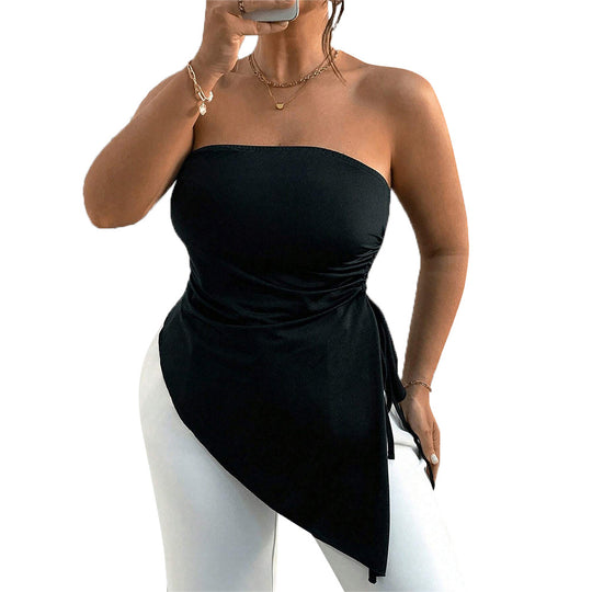 Damen asymmetrisches Bustieroberteil mit elegantem Wickeldesign EB
