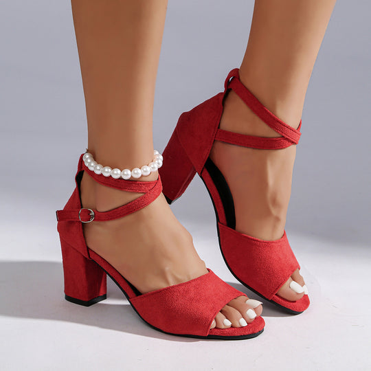 Damen Absatzsandalen mit modischem Kreuzriemen-Design und bequemer Sohle EB