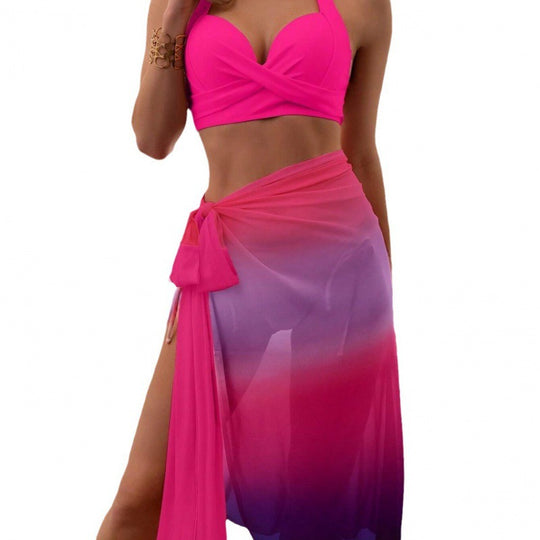 Damen Badeanzug-Set mit farbenfrohem Wickelrock und komfortablem Oberteil EB