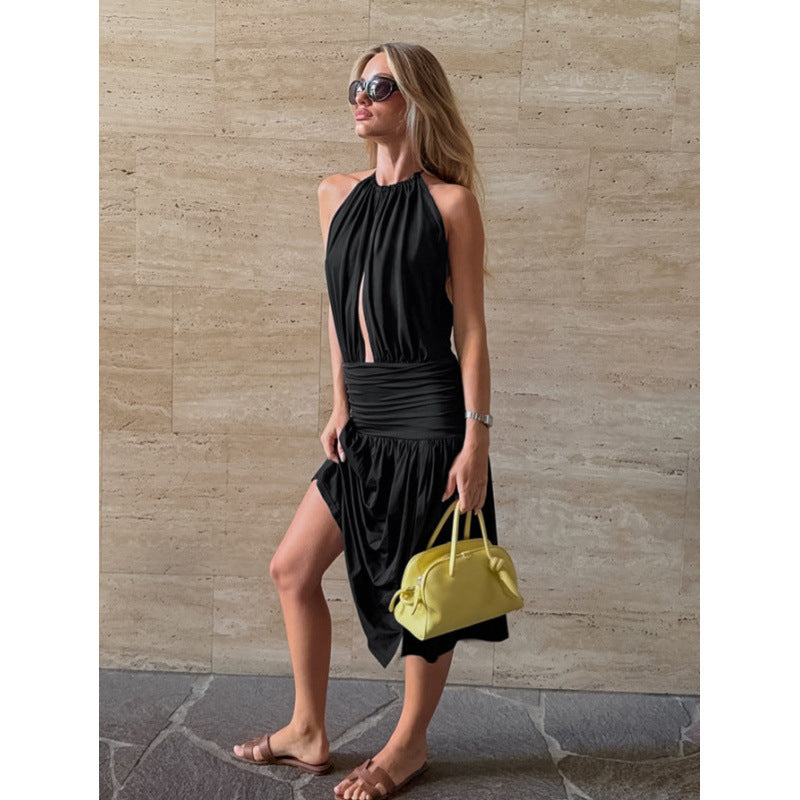 Damen Wickelkleid mit modischem Schnitt und elegantem V-Ausschnitt EB