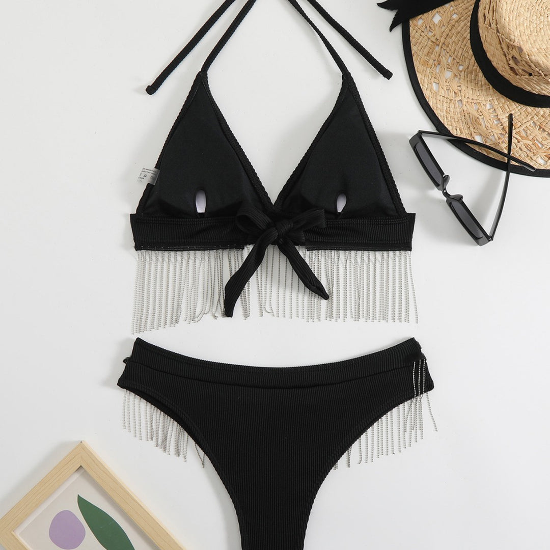 Damen Triangel-Bikini mit festlichem Fransen-Design EB