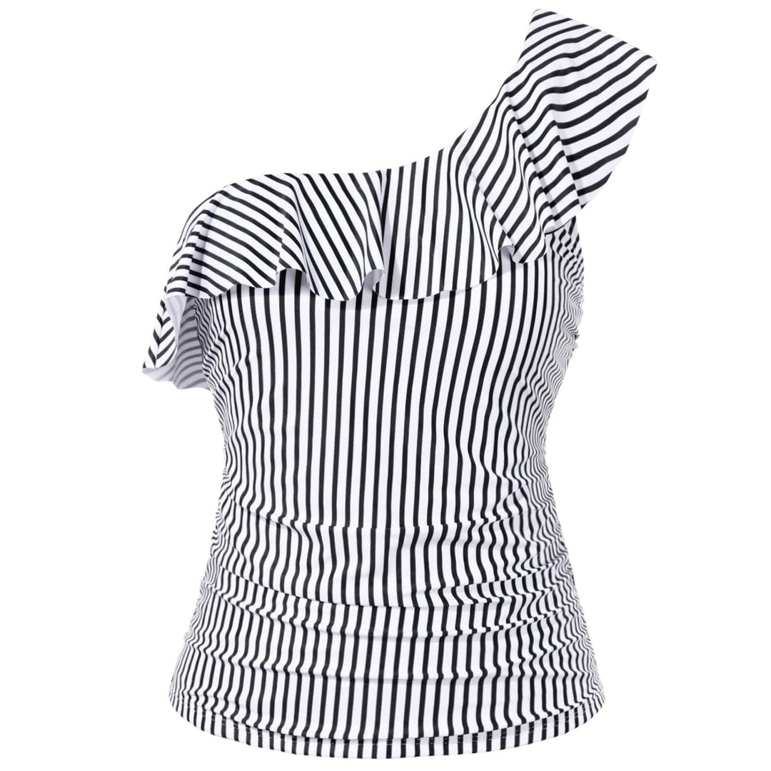 Damen Einseitiges Badeoberteil mit voluminösem Rüschendesign EB