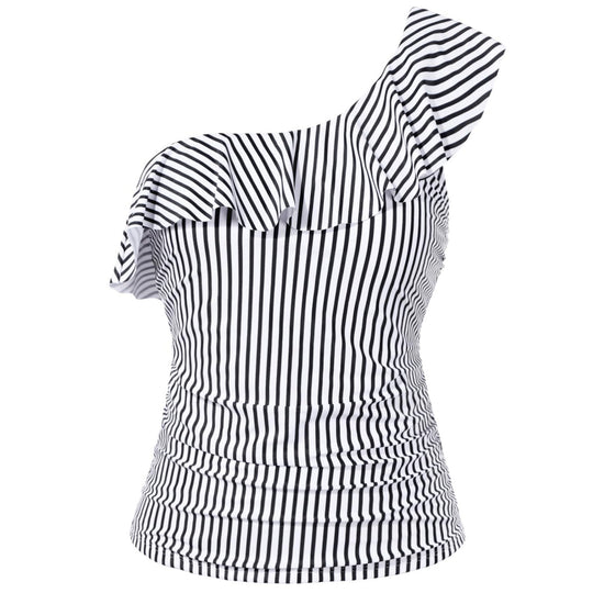 Damen Einseitiges Badeoberteil mit voluminösem Rüschendesign EB