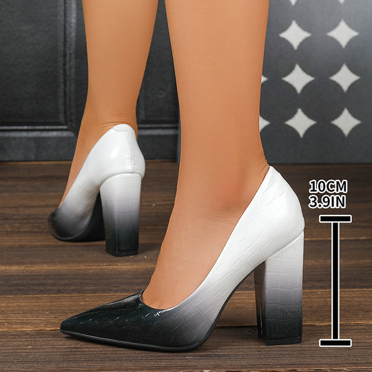 Damen Pumps mit modischem Kroko-Design und stilvollem Blockabsatz EB