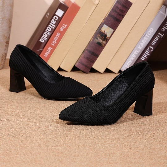 Damen elegante Pumps mit Blockabsatz und strukturiertem Obermaterial EB