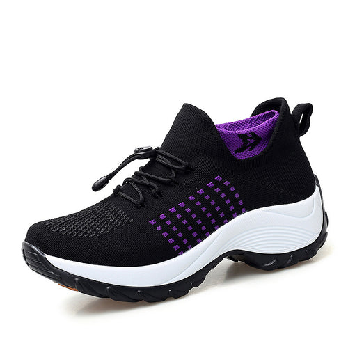 Damen Sportliche Lauf-Schuhe mit atmungsaktiver Netzstruktur und elastischem Verschluss EB
