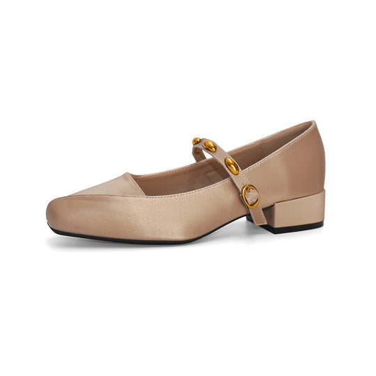 Damen Ballerinas mit elastischem Riemen und dekorativer Schnallenverzierung EB