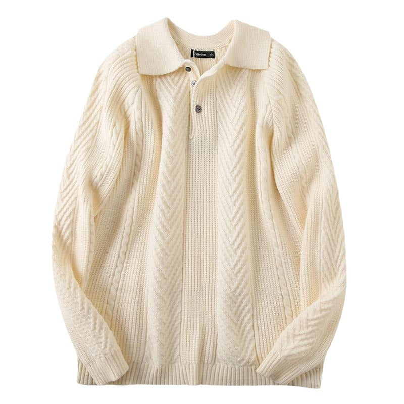 Herren Strickpullover mit klassischem Rautenmuster und Knopfleiste EB
