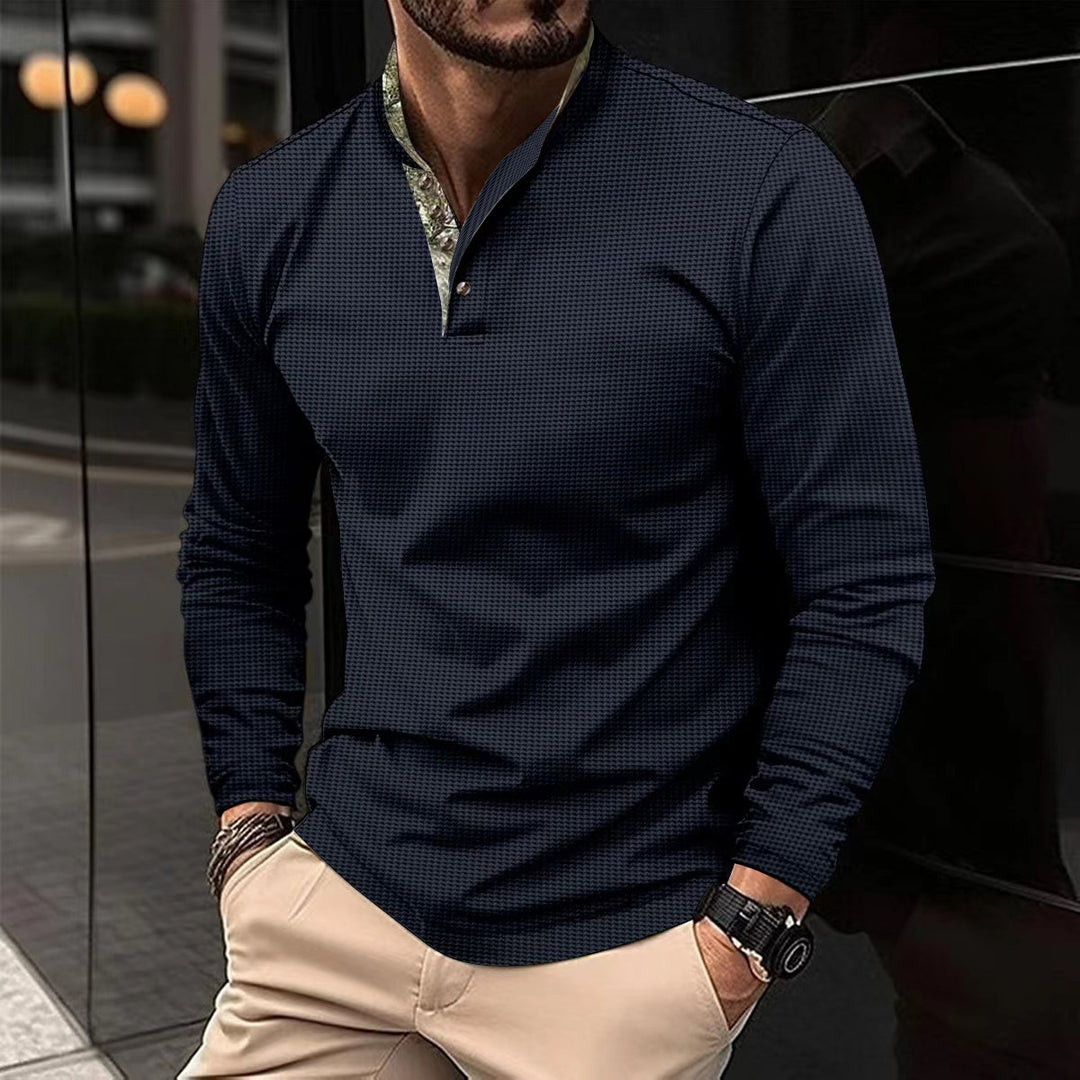 Herren Langarmhemd mit modernem Stehkragen und elegantem Design EB