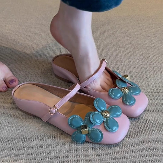 Damen Sling-Sandalen mit modischem Blumendesign und komfortabler Innensohle EB