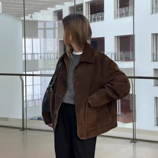 Damen Modische Jacke mit oversized Schnitt und lässigen Taschen EB
