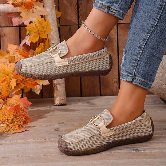 Damen Komfortable Freizeitschuhe mit dekorativen Schnallen EB