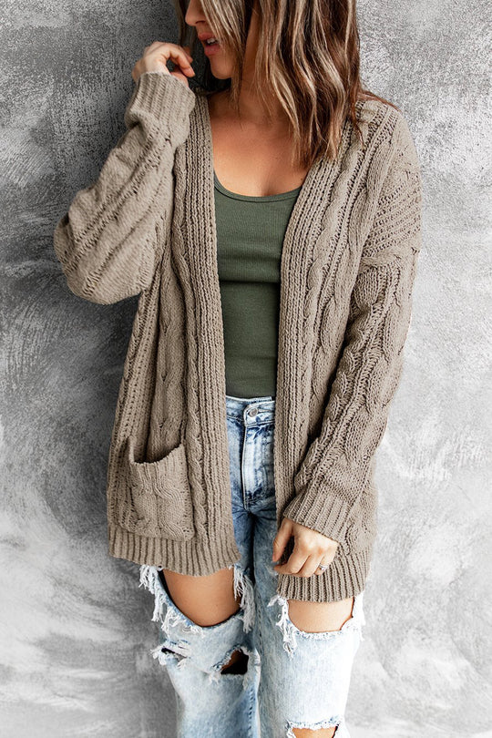 Damen Strickjacke mit voluminösen Ärmeln und tiefen Taschen EB