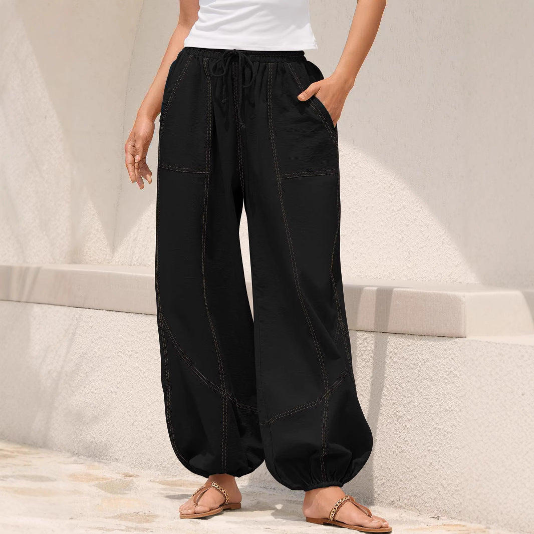 Damen Lässige Weitbein-Hose mit praktischen Taschen EB
