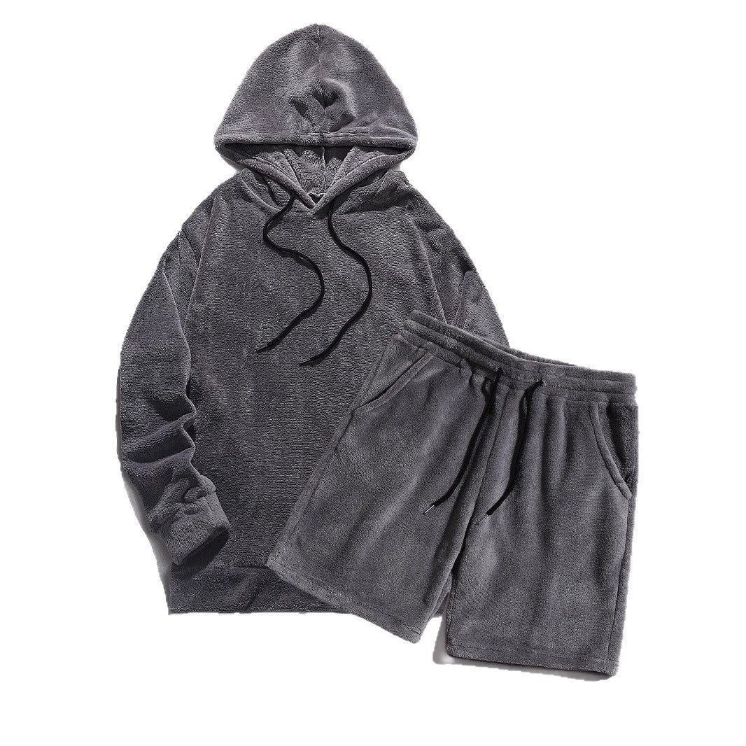 Damen gemütliches Fleece-Hoodie und Shorts Set EB