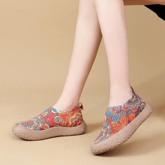 Damen Komfortable Slip-On Freizeitschuhe mit floralem Muster EB