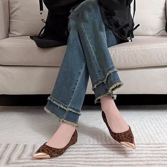 Damen elegante spitze Ballerinas mit Glanzoberfläche EB