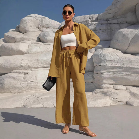 Damen elegantes Lounge-Set aus leichtem Stoff mit weitem Schnitt EB