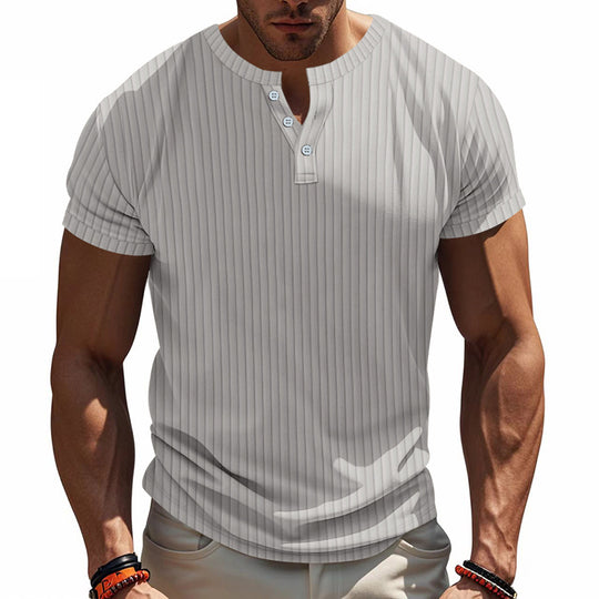 Herren Kurzarm-Henley-T-Shirt mit strukturiertem Design EB