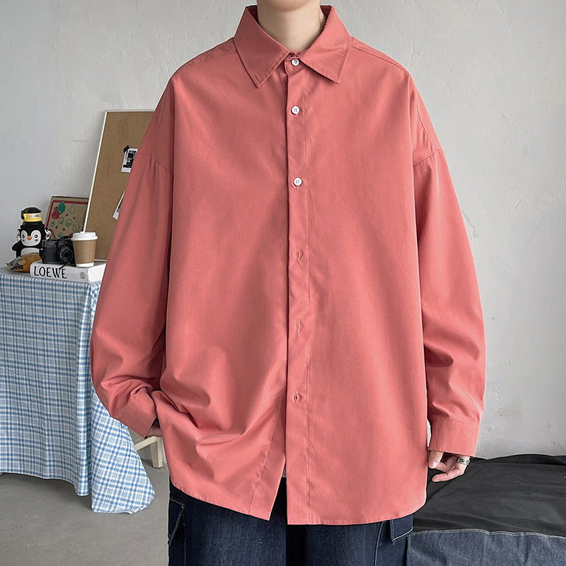 Herren nan leichtes Overshirt-Hemdjacke aus Baumwollmix mit verdeckter Knopfleiste, überschnittener Schulter und abgerundetem Saum EB