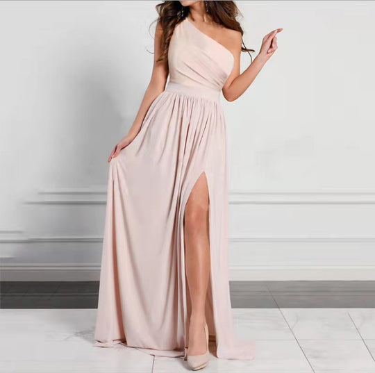 Damen Maxi-Kleid mit asymmetrischem Schnitt und seitlichem Schlitz EB