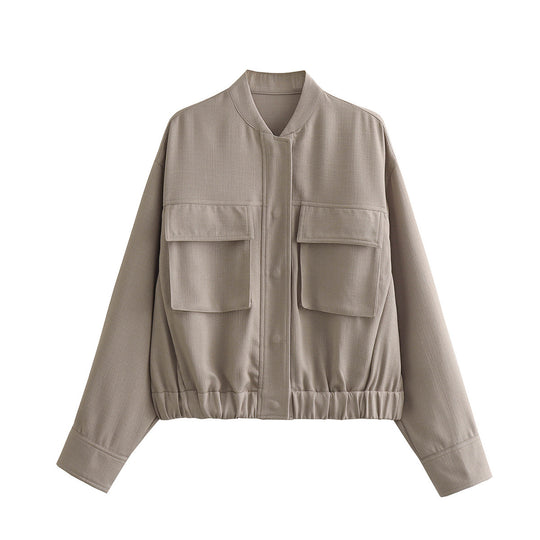 Damen Übergangsjacke mit sportlichen Taschen und elastischem Bund EB