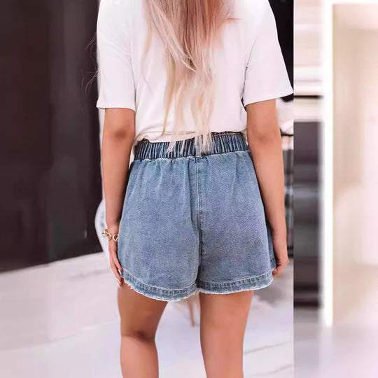Damen Denim-Shorts mit elastischem Bund EB
