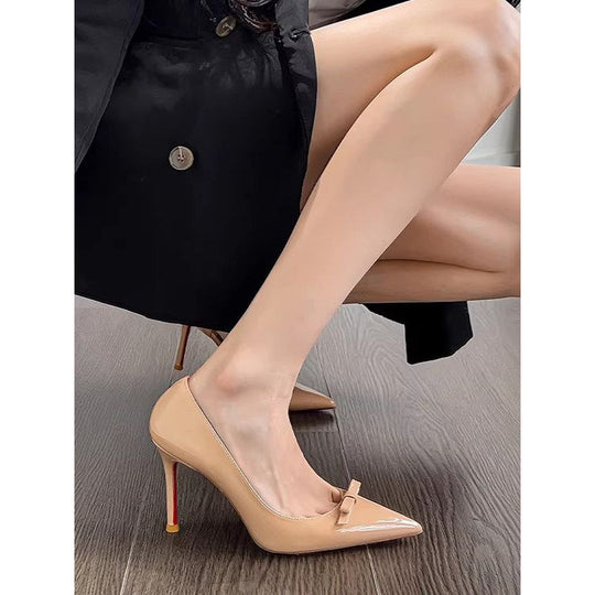 Damen spitze High Heel Pumpes mit verzierter Schleifenapplikation EB