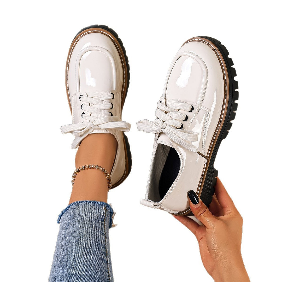 Damen Modische und robuste Schnürschuhe mit glänzender Oberfläche EB