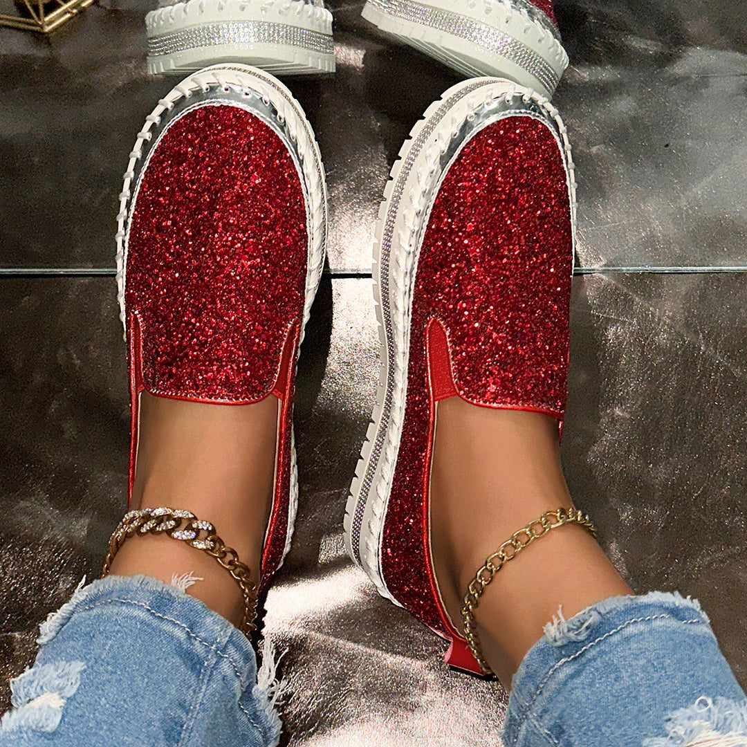 Damen Slip-On Glitzer Sneakers EB